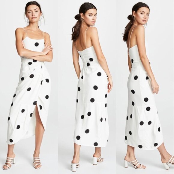 Derek Lam 10 Crosby Cream Polka Dots Cami Midi Dress Size 4 Silk Blend Wrap $550 - Picture 1 of 15